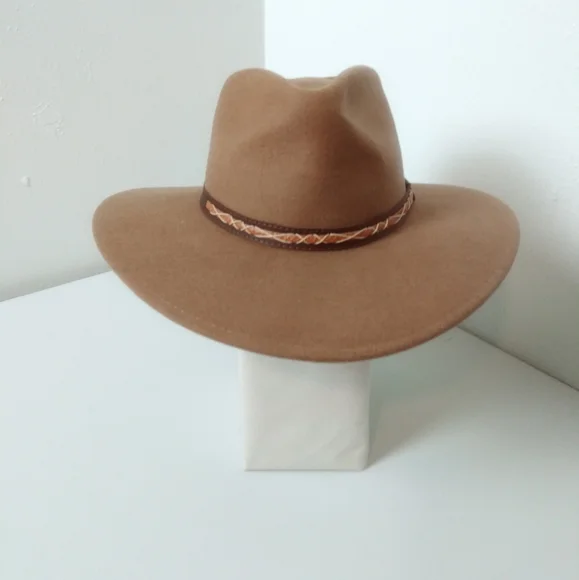 Montana Tan Men's Hat Style Indiana Genuine Wool Felt Men's Size Oval - Picture 4 of 7
